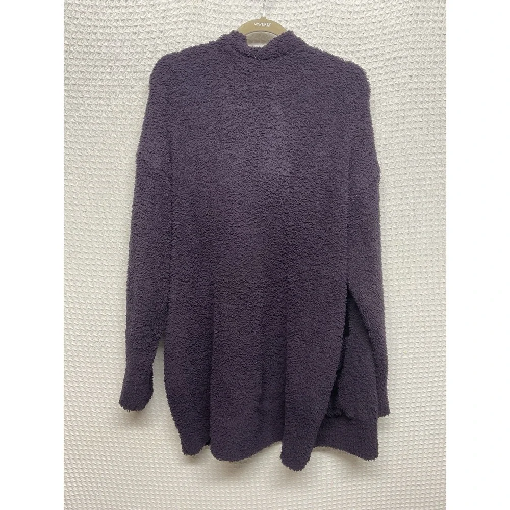 Barefoot Dreams Cardigan Womens L/XL Purple Cozychic Lite  Open Fuzzy Soft